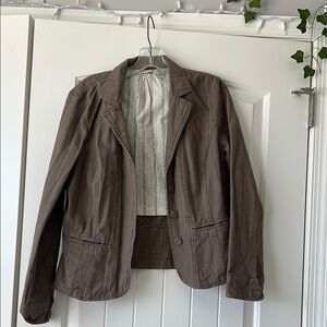 Vintage St. John's Bay Brown “Denim” Women's Jacket w/Blue Pin Stripes